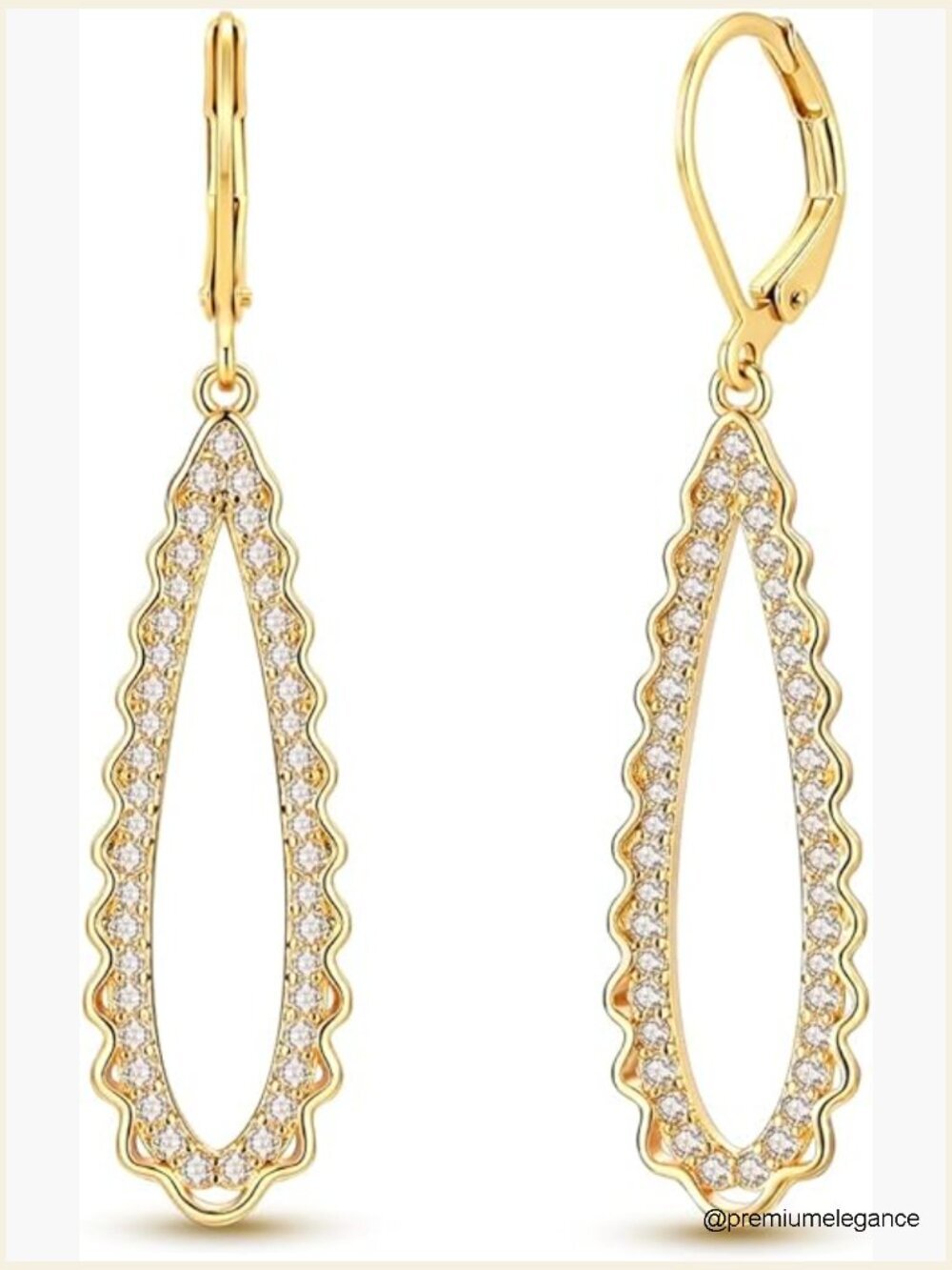 Gold Hammered Teardrop Dangle Earrings Leverback Hypoallergenic Lightweight